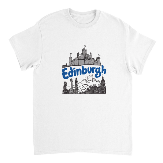 white Edinburgh Scotland Unisex Travel T-Shirt perfect for travelers and gift seekers