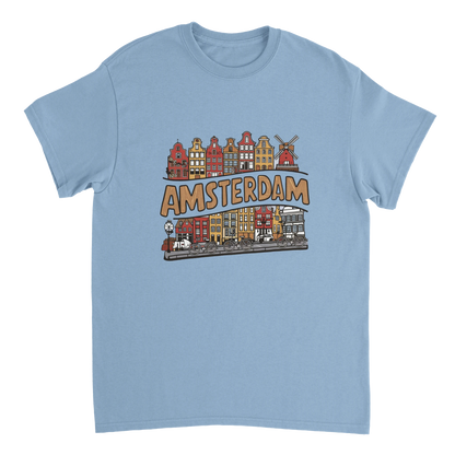 light blue Amsterdam Netherlands Unisex Travel T-Shirt perfect for travelers and gift seekers