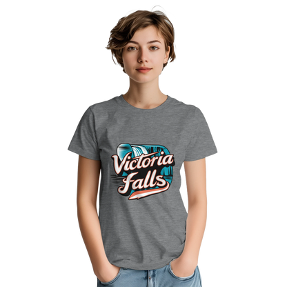 Victoria Falls Unisex Travel T-Shirt featuring a person perfect for travelers and gift seekers