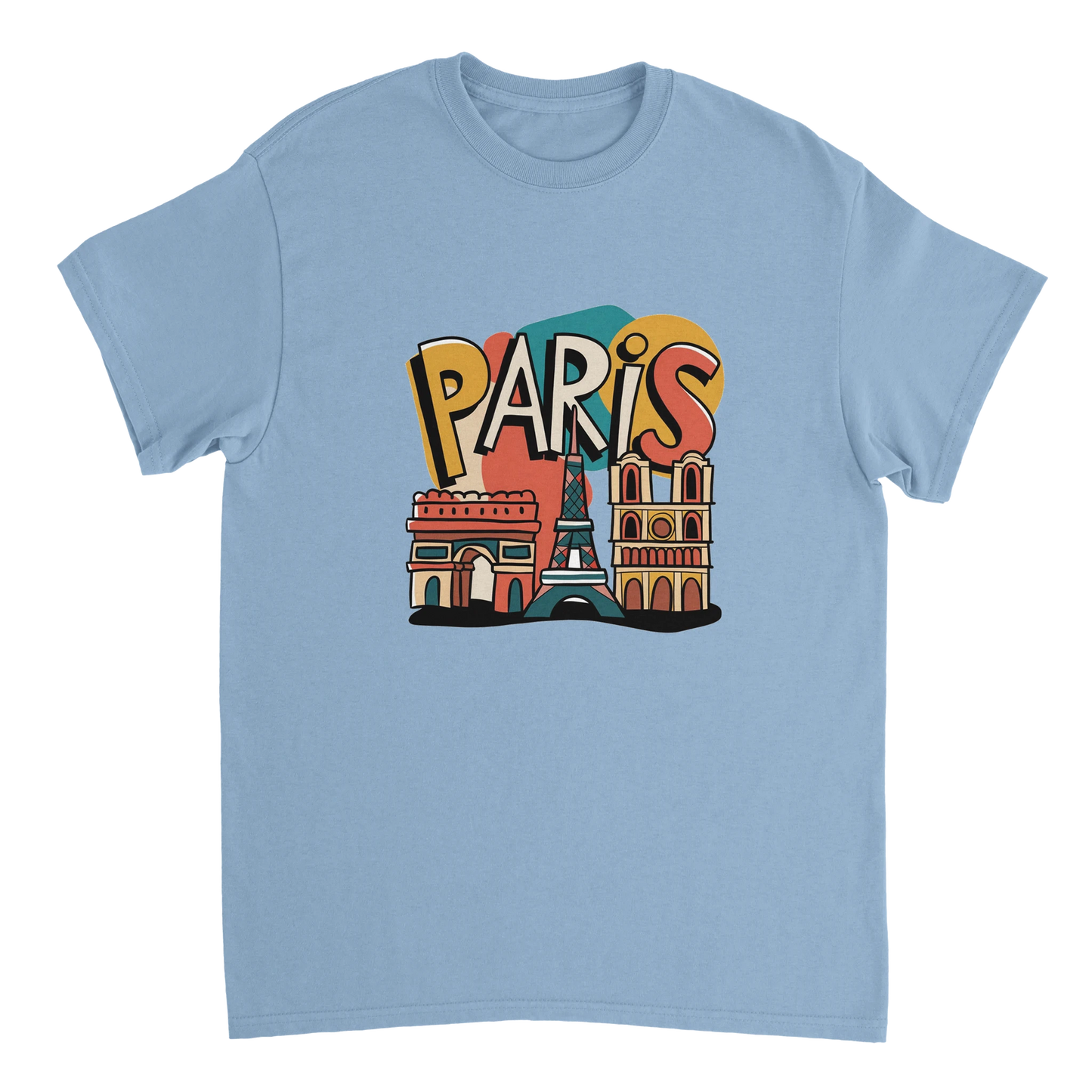 light blue Paris France Unisex Travel T-Shirt perfect for travelers and gift seekers
