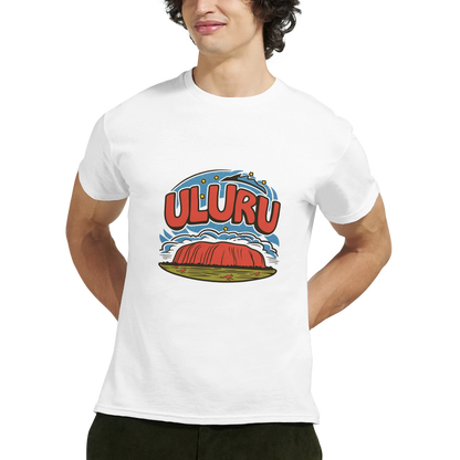 Uluru Australia Unisex Travel T-Shirt featuring a man perfect for travelers and gift seekers
