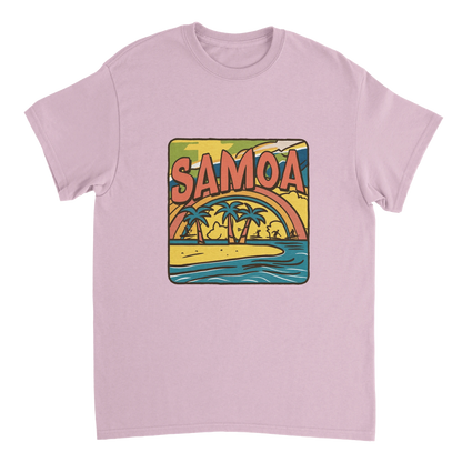 light pink Samoa Unisex Travel T-Shirt perfect for travelers and gift seekers