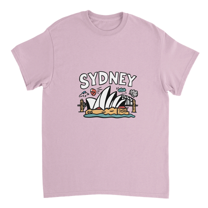 light pink Sydney Australia Unisex Travel T-Shirt perfect for travelers and gift seekers